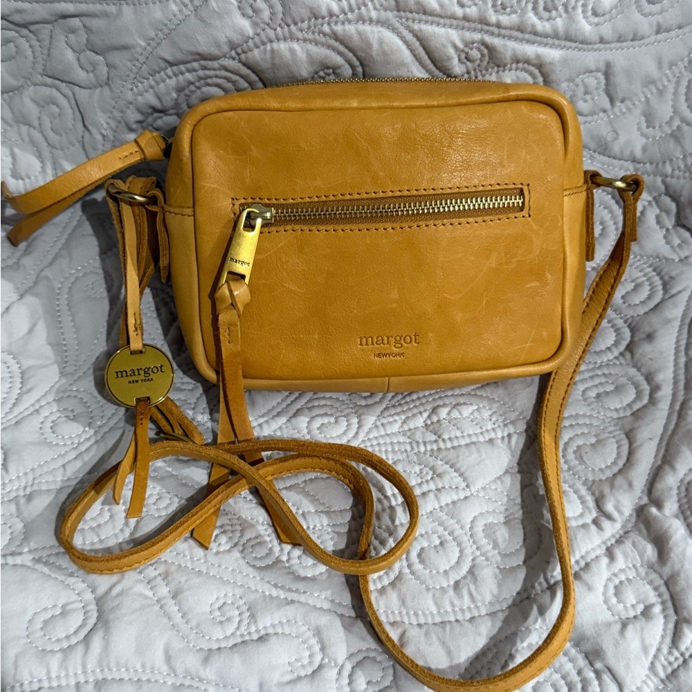 Margot Yellow Crossbody Bag with Adjustable Strap and Gold Hardware